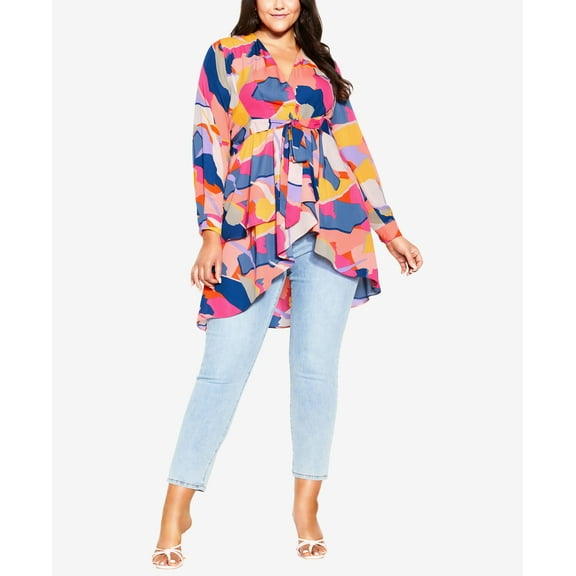 Trendy Plus Size Gianna Top Bold Abstract 14W