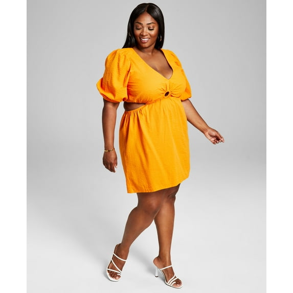 Trendy Plus Size Keyhole Mini Dress Mango 0X