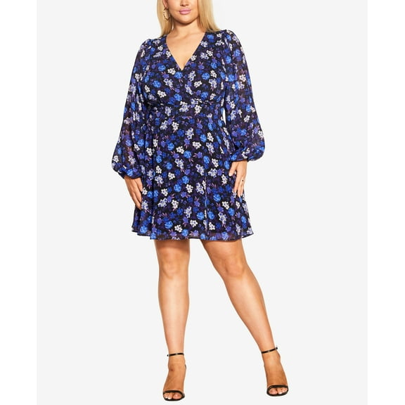 Trendy Plus Size Khloe Print Dress Black Helene Bud 16W