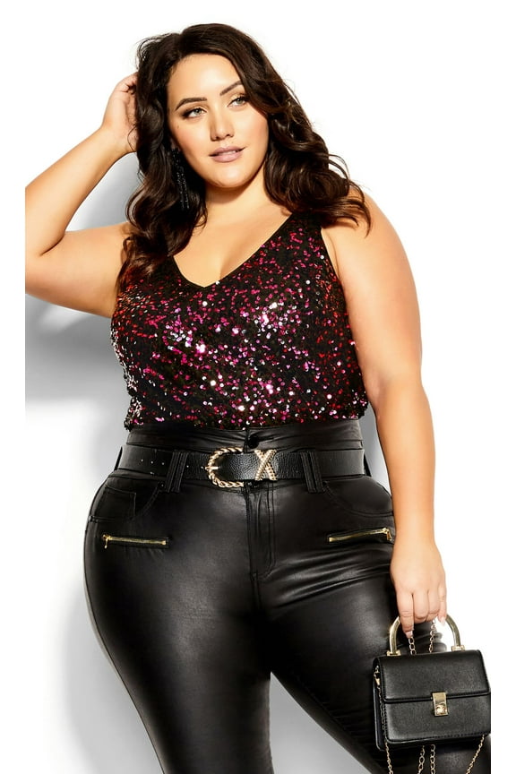 Trendy Plus Size Luna Camisole Top Fuchsia/Black 12W