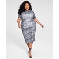 thumbnail image 1 of Trendy Plus Size Mesh Midi Dress Snakeskin Print 1X, 1 of 1