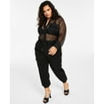 thumbnail image 1 of Trendy Plus Size Mesh-Top Jumpsuit Black Beauty 20W, 1 of 1