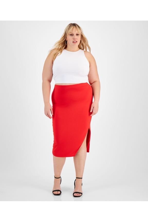 Trendy Plus Size Midi Skirt Cherry 4X