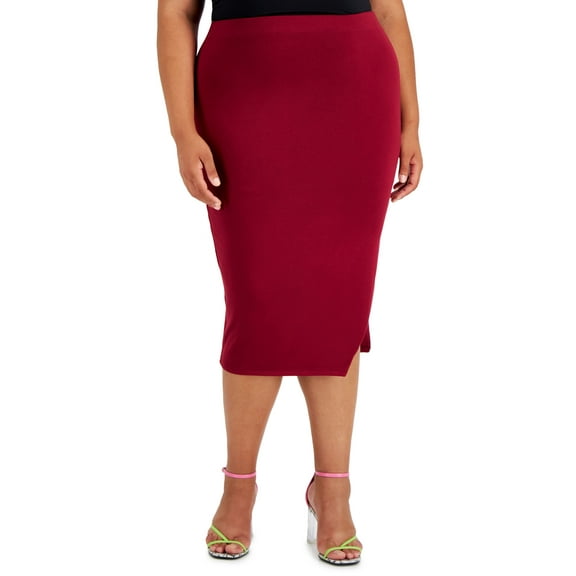 Trendy Plus Size Midi Skirt Sweet Wine 1X
