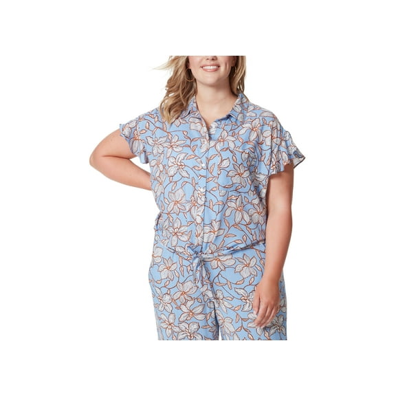 Trendy Plus Size Rhea Flutter-Sleeve Top Amazon Floral 3X