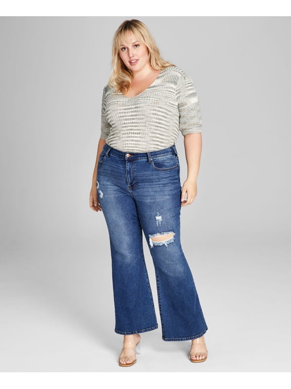 Trendy Plus Size Ripped Flare-Leg Jeans Off Road 18W