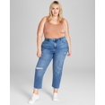 thumbnail image 1 of Trendy Plus Size Ripped Mom Jeans Dustin Wash 18W, 1 of 1