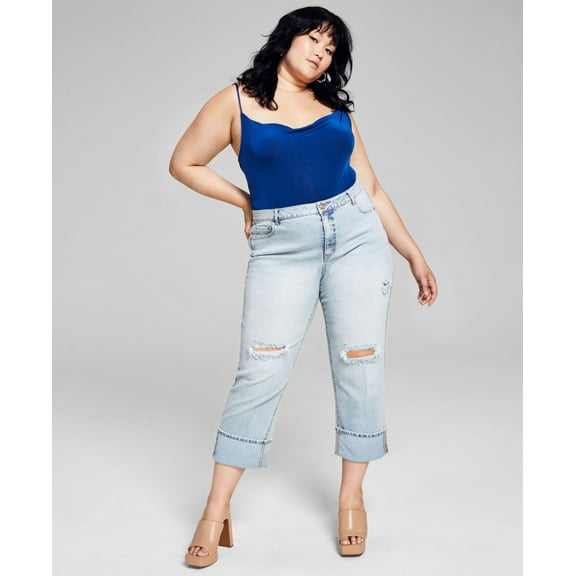 Trendy Plus Size Ripped Straight-Leg Jeans Seneca 26W