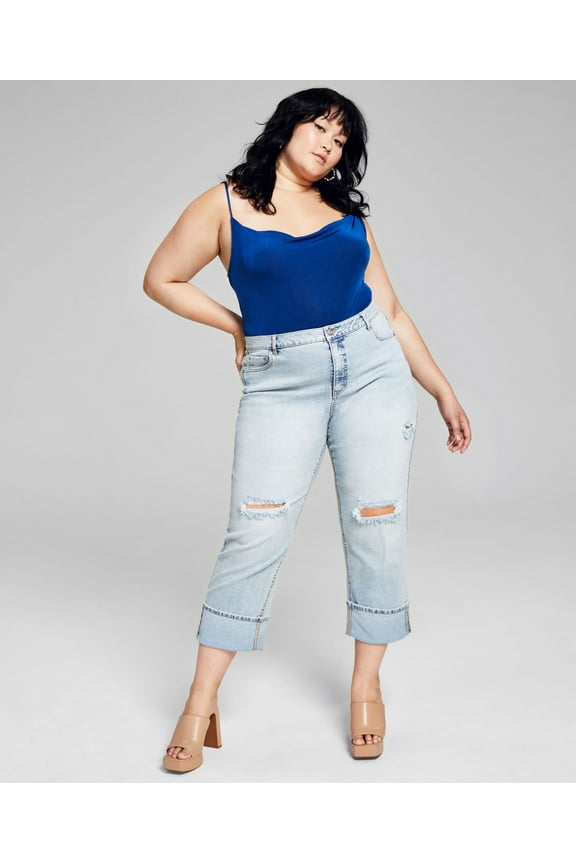 Trendy Plus Size Ripped Straight-Leg Jeans Seneca 26W