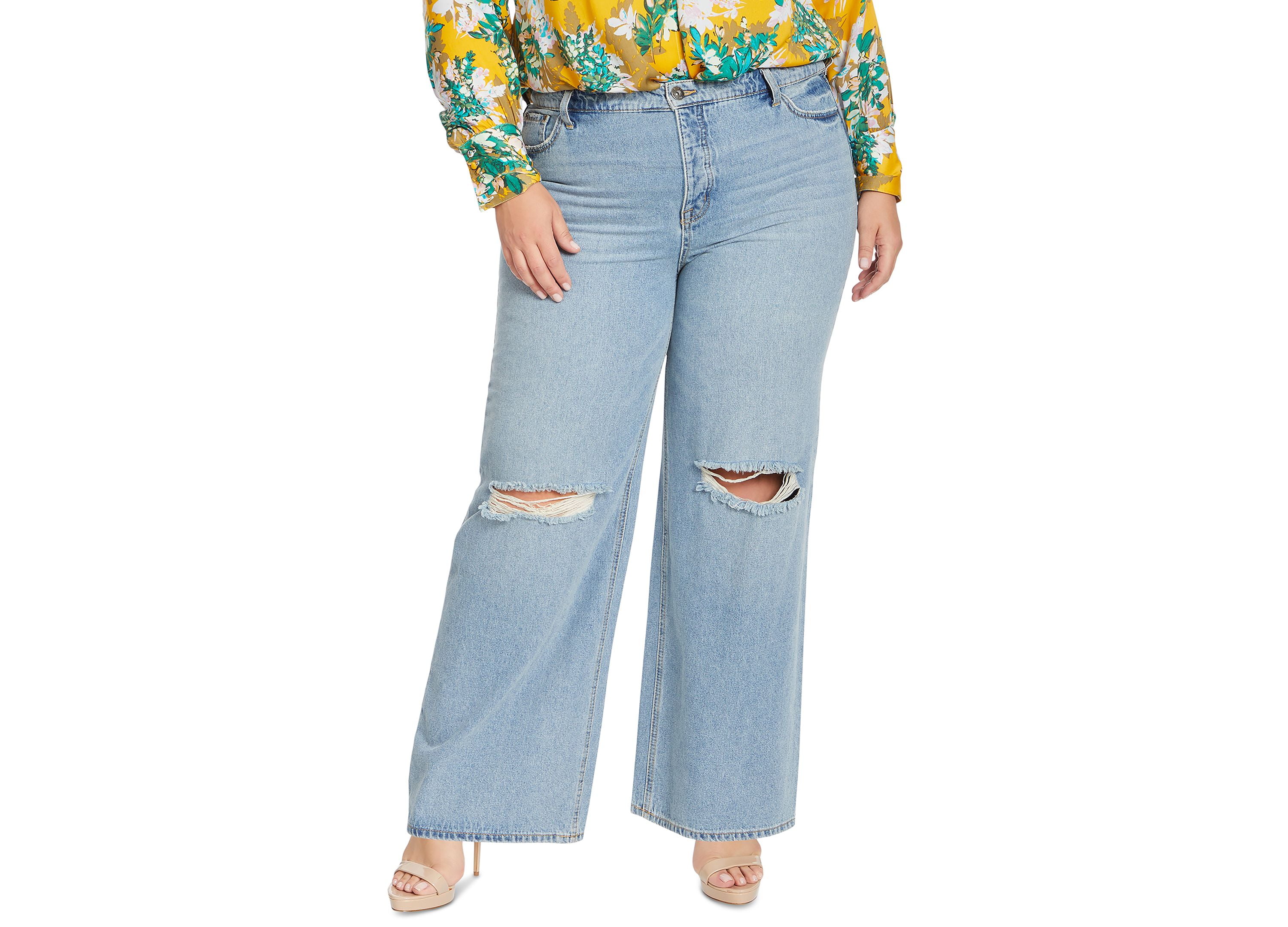 Trendy Plus Size Ripped Wide-Leg Jeans Soulmate 18W