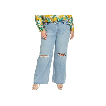 Trendy Plus Size Ripped Wide-Leg Jeans Soulmate 18W