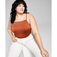 thumbnail image 1 of Trendy Plus Size Ruched Camisole Bodysuit Mocha Brown 2X, 1 of 1