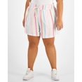 thumbnail image 1 of Trendy Plus Size Striped Pull-On Shorts Multi Stripe 4X, 1 of 1