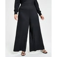 thumbnail image 1 of Trendy Plus Size Textured Knit Wide-Leg Pants Anthracite 1X, 1 of 1