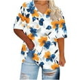 thumbnail image 1 of Trendy Plus Size Tops for Women Summer 2025 V Neck Casual Basic Tees Graphic Print Shirts 1X-5X Loose Fit Tshirts (XL, White), 1 of 5
