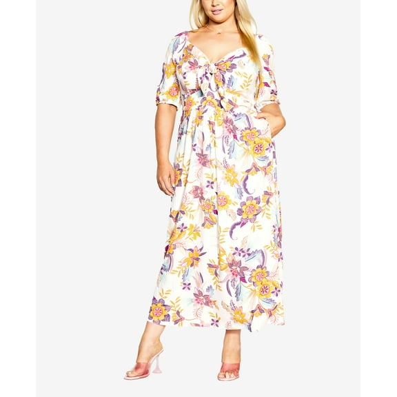 Trendy Plus Size Villa Capri Print Maxi Dress Malibu Sunsets 14W