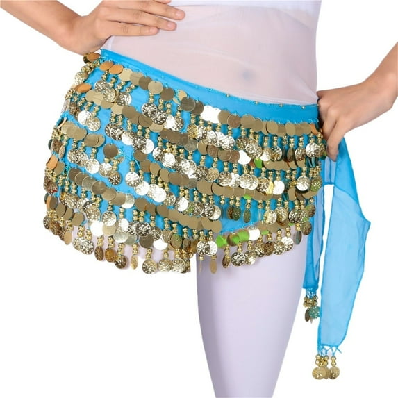 Trendy Plus Size Women Belly Dance Hip Scarf Sweet Skirt Wrap Performance Bling Sequins
