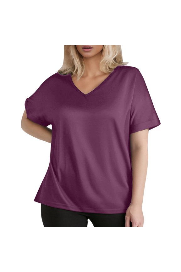 Trendy Plus Size Women's T-Shirt V Neck Casual Summer Top for Everyday Wear Comfortable Fashion Piece Women's Crew Neck Shirt Basic Short Sleeves Summer T Shirt Tops