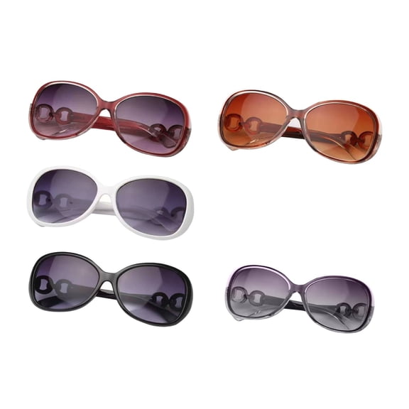 Trendy Polarized Oval Sunglasses for Women Retro Chic 90s Shades Lightweight Sunnies, Red Purple Black White Brown,5PCS