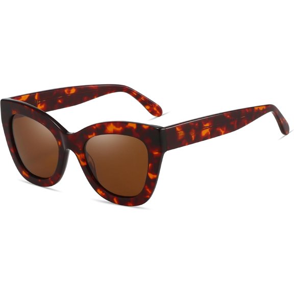 Trendy Polarized Women Sunglasses: Retro Cateye Shades - Sun Glasses Designed for Ladies with UV400 Protection