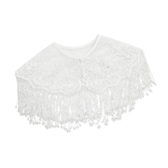 Trendy Polyester Cape Collar With Elegant Fringe Detail For Layering