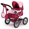 thumbnail image 1 of Trendy Pram Stroller for Baby Dolls & Stuffed Animals, Red/Pink, 1 of 6