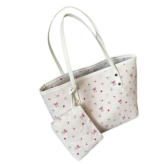 Trendy Printed Bows Handbags Multipurpose Work Bag Spacious Interior For Professionals Comfortable Shoulder Strap