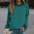 thumbnail image 1 of Trendy Queen Oversized Sweatshirt For Women 2024 Fall Winter Round Neck Striped Printed Shirts Long Sleeve Loose No Hood Sweatshirts Y2K Outfits Black S, 1 of 5