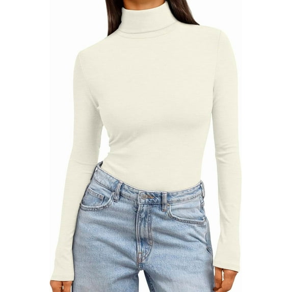 Trendy Queen Women's Turtleneck Long Sleeve Shirts Fall Fashion Basic Thermal Underwear Tops Winter Clothes