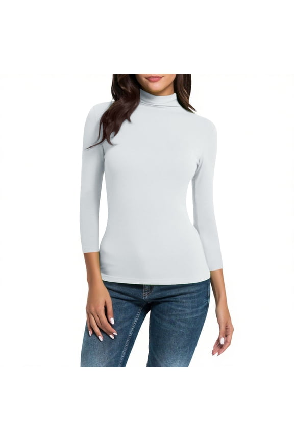Trendy Queen Women's Turtleneck Long Sleeve Shirts Spring Fashion Basic Thermal Underwear Tops Winter Clothes 2026