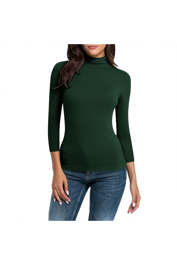 Trendy Queen Women's Turtleneck Long Sleeve Shirts Spring Fashion Basic Thermal Underwear Tops Winter Clothes 2026