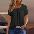thumbnail image 1 of Trendy Queen Womens Square Neck Loose Fit Tops Fashion Summer Casual Solid Short Sleeves T Shirt Black XXXL, 1 of 5
