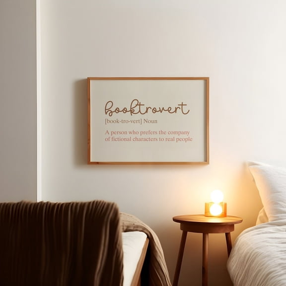 Trendy Reading Poster, Book Lover Wall Art, Booktrovert Definition Poster, Reading Wall Art, Bookworm Posters, Unframed Poster Size 12x18