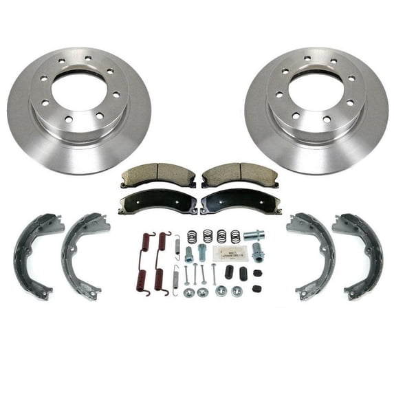 Trendy Rear Brake Rotors & Pads for Nissan for NV1500, for NV2500, for NV3500 12-20 | 5PC Set | Ceramic Pads | Rear Disc Brake Kit | Emergency Parking Shoes | Continuous Performance