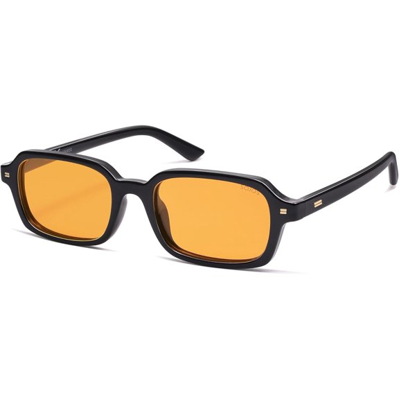 Trendy Rectangle Polarized Sunglasses Womens Mens, Small Retro Fashion Thin Slim Square Sunnies SJ2610