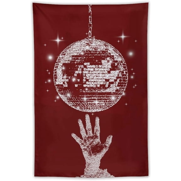 Trendy Red Disco Ball Tapestry Minimalist Aesthetic Tapestry Wall Hanging Preppy Girly Y2K Disco Wall Tapestries for Girls Bedroom Dorm Apartment Decor 40x60inch