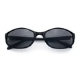 thumbnail image 1 of Trendy Retro 90s Fashion Thin Plastic Rectangular Oval Wrap Sunglasses [All Black], 1 of 8