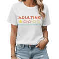 thumbnail image 1 of Trendy Retro Adulting 1 Star Rating Funny Graphic Tees Womans T-shirt Black White S-5XL Tops, 1 of 4