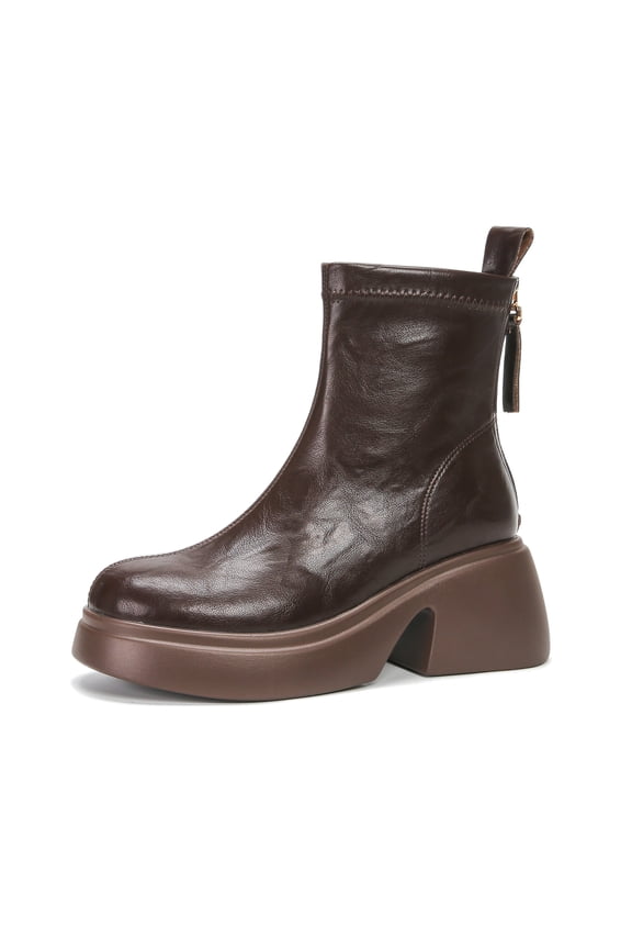 Trendy Retro Chunky Heeled Ankle Boots with Fringe Detail