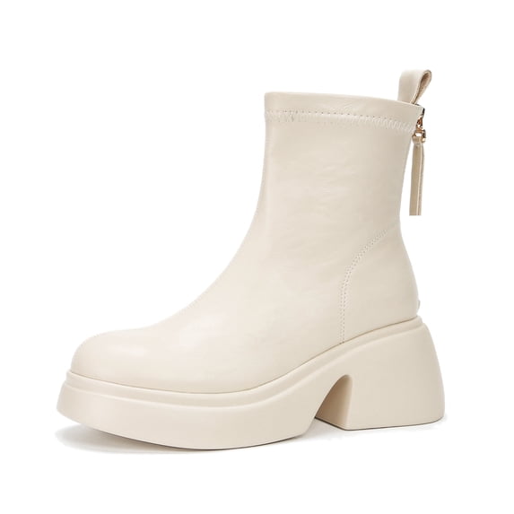 Trendy Retro Chunky Heeled Ankle Boots with Fringe Detail