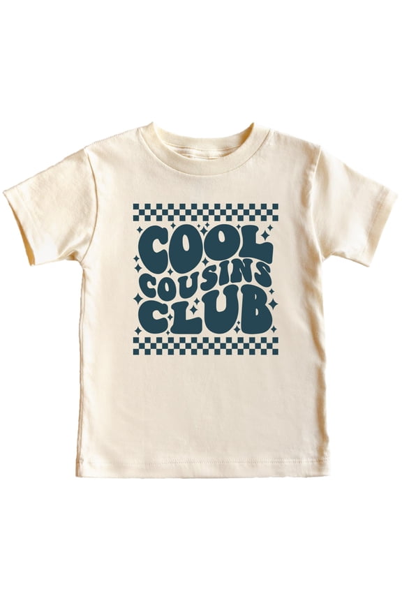 Trendy Retro Cool Cousins Club Matching Shirt for Boys and Girls Checkered Cousin Crew Tee Natural Shirt 4T