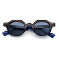thumbnail image 1 of Trendy Retro Hipster Norncore Octagonal Keyhole Horn Rim Plastic Sunglasses Tortoise Blue - Black, 1 of 8
