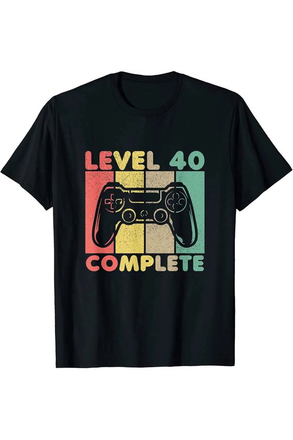 Trendy Retro Level 40 Complete Men's 40 Years Old Gamer Graphic Unisex T-Shirt, S - 5XL