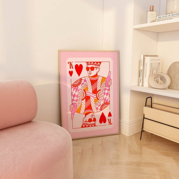 Trendy Retro Living Room Bar Cart Dopamine Maximalist Wall Decor, Unframed Paper Poster 8x10in