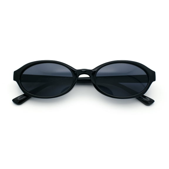 Trendy Retro Micro Oval Dad Fashion Plastic Sunglasses All Black