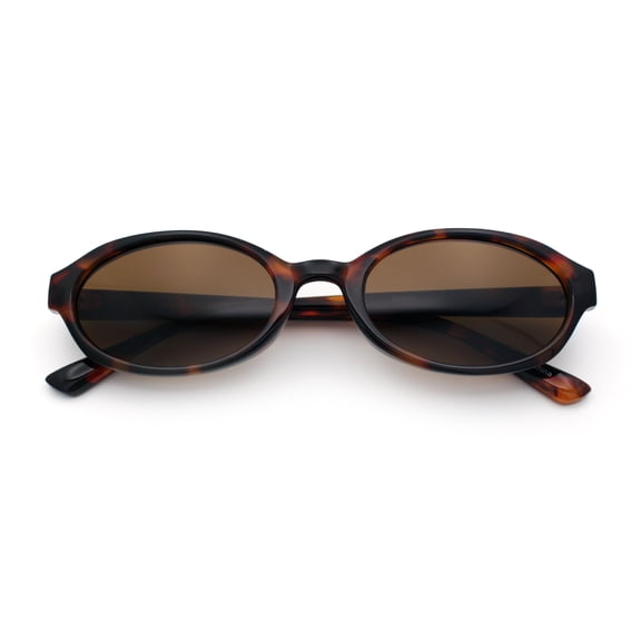 Trendy Retro Micro Oval Dad Fashion Plastic Sunglasses Tortoise - Brown