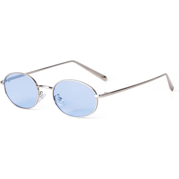 Trendy Retro Oval Sunglasses for Women Men 2026 90s Narrow Lightweight Metal Frame Sun Glasses