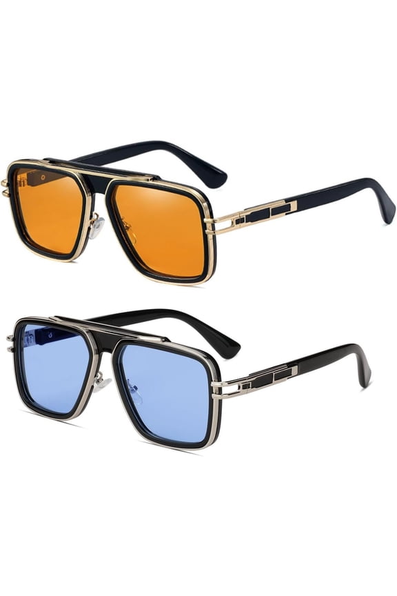 Trendy Retro Sunglasses for Men Women Stark  Shades 70s Italian Fashion Square Metal Glasses
