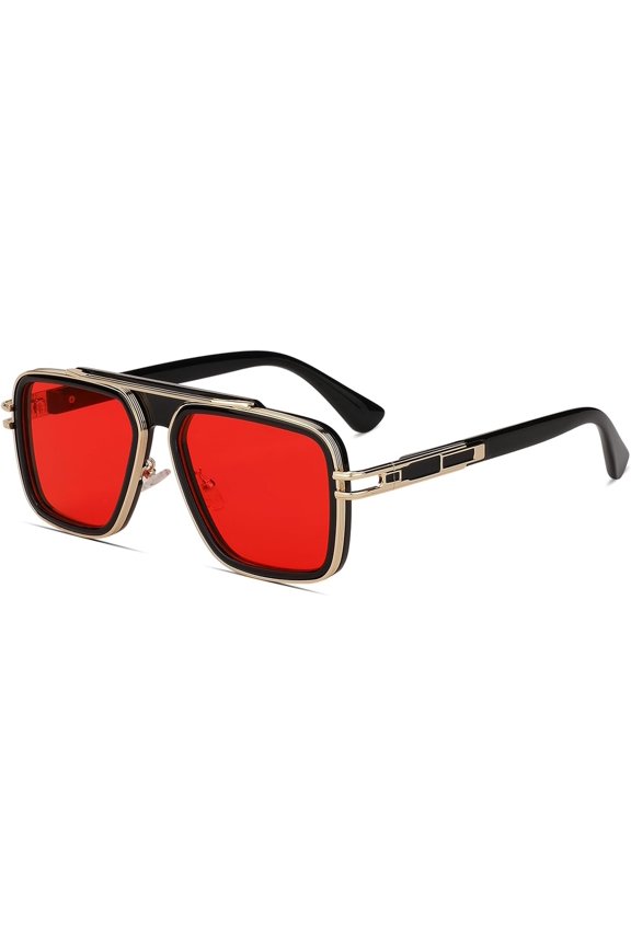 Trendy Retro Sunglasses for Men Women Stark Shades 70s Italian Fashion Square Metal Glasses