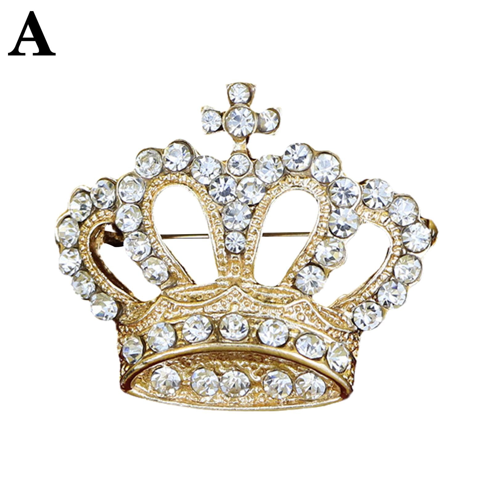 fashion cute crown Custom Gold Silver rhinestone Broches Pin Brooches metal  broaches Women Brooch letter brooch Pin with diamond
